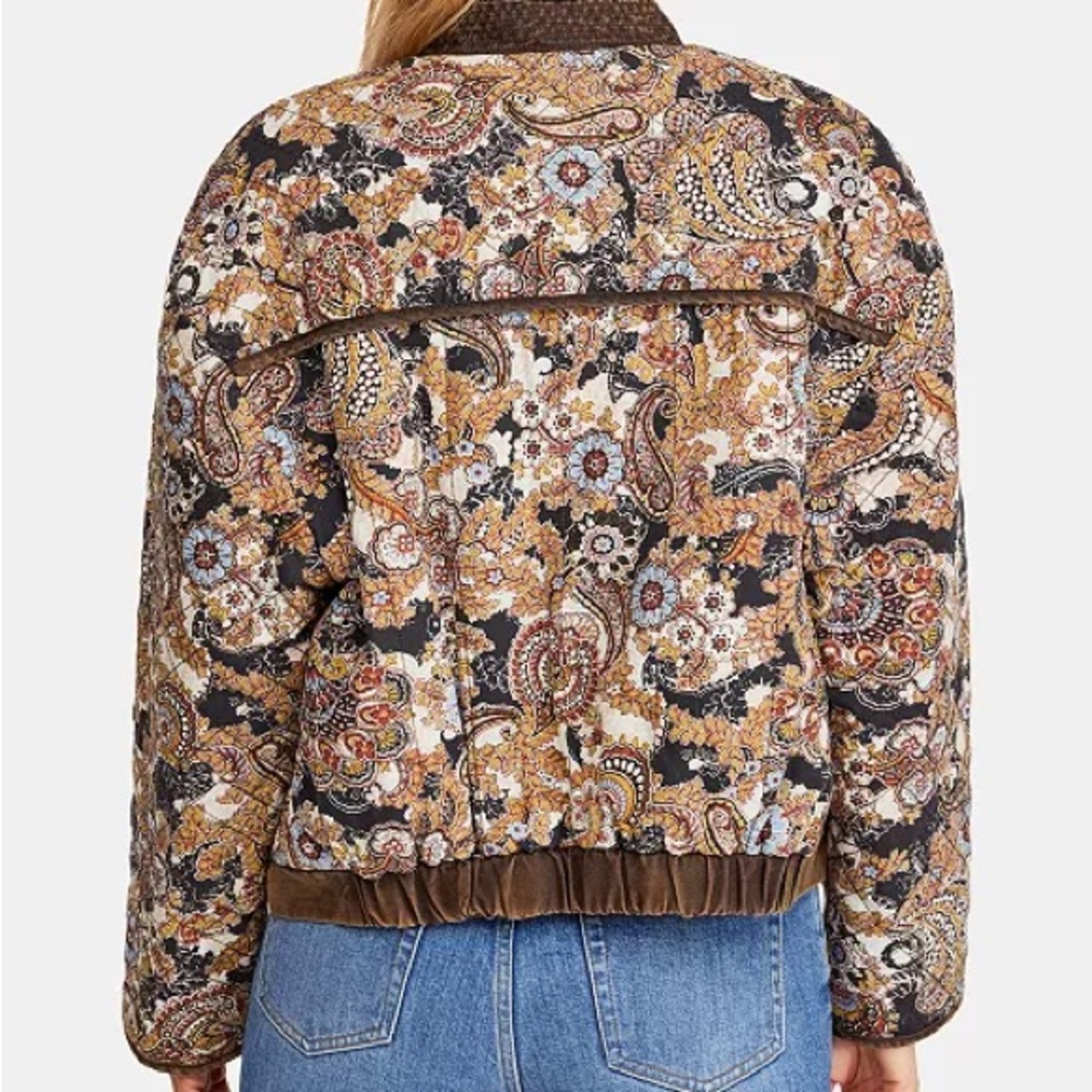Free People Patchwork Bomber Jacket - Brown and C… - image 5